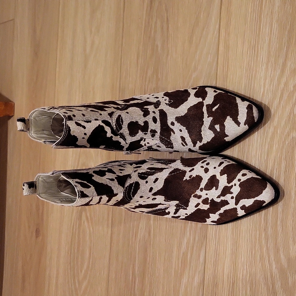 Matisse cow fur booties